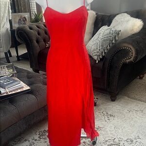 Wilfred Red Midi Dress with Spaghetti Straps